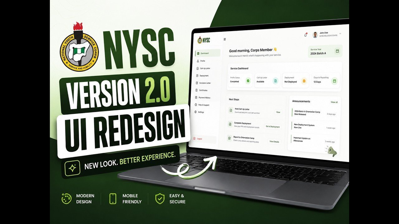 NYSC Portal Dashboard Interface - NYSC Relocation Guide: How to Apply for Redeployment on Dashboard
